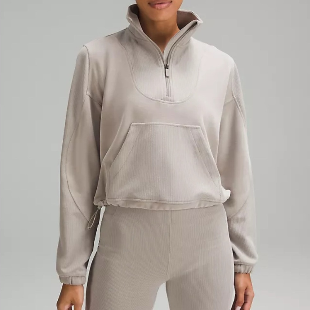 Brushed softstream ribbed half zip - riverstone
